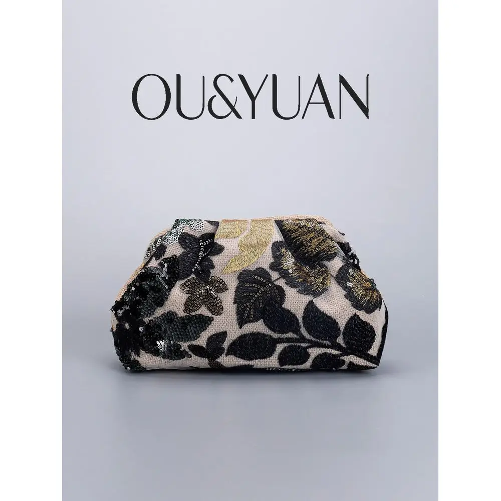 

Embroidered Floral Pleated Clutch Bag, Womens Casual Clutch Bag, Fashionable And Glamorous Evening Bag Suitable For Holiday Par