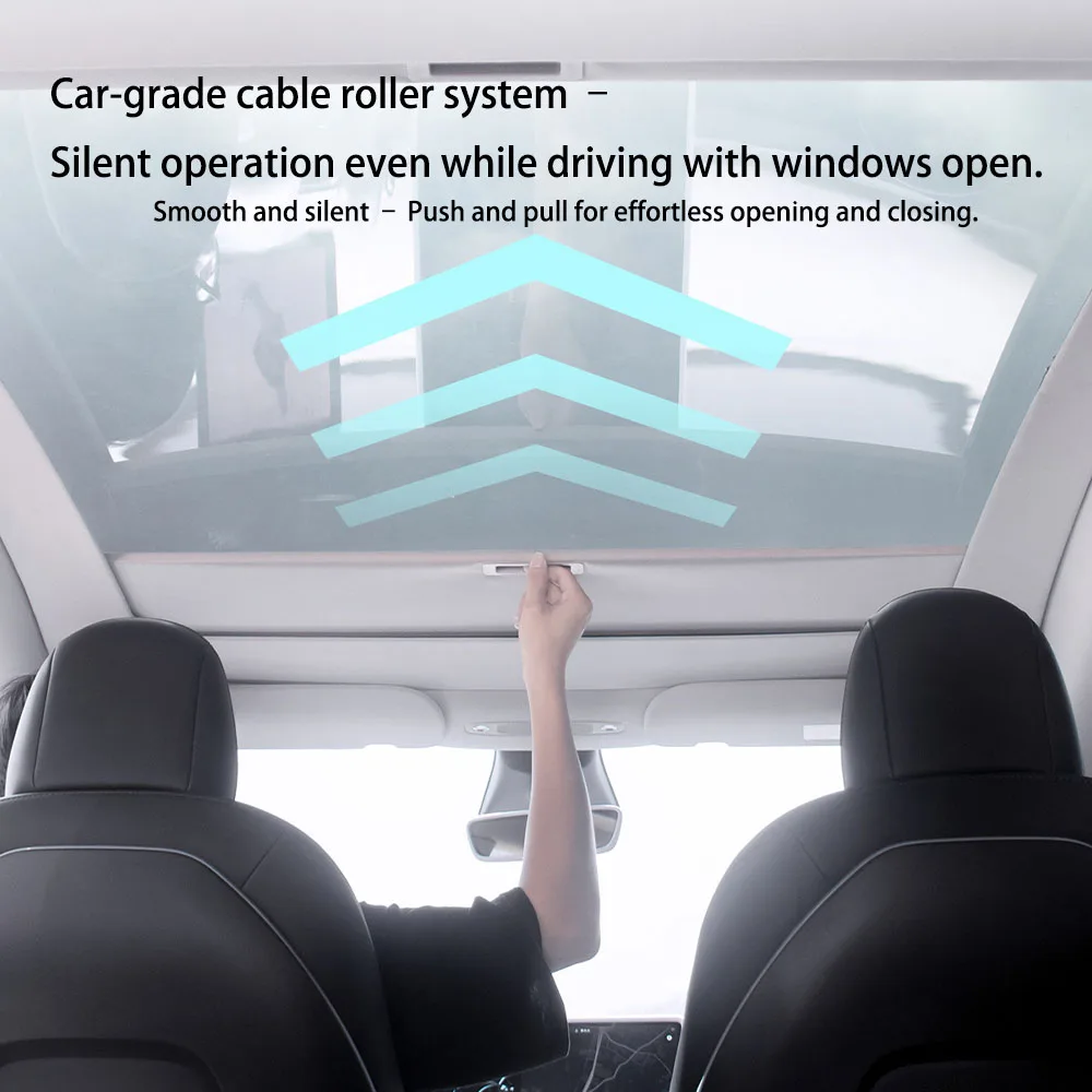 For Tesla Model 3 Highland 2024 Model 3 Y 2021 New Retratable Sunshade Roof Shade Scroll Original Sun Visor  Pleated Sunscreen