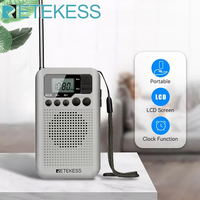 Retekess TR106 Mini Radios Portable Radio AM FM Battery Operated Pocket Radio Speaker Stereo LCD Display Headphone Jack Clock