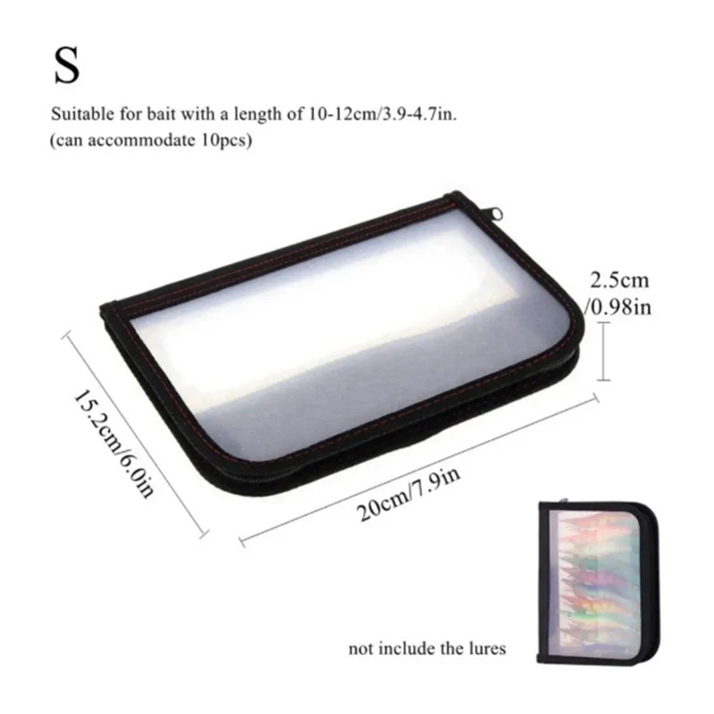 Plastic Transparent Visual Squid Jig Lure Hooks Storage Case With Two Way Zipper Fishing Lures Bag For Storing Squid Hooks Lure