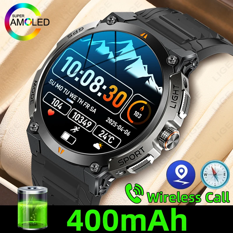 

LIGE Compass GPS Smart Watch Men Heart Rate Sleep Smartwatch Built-in GPS Bluetooth Call Waterproof Outdoor Sports Fitness Watch