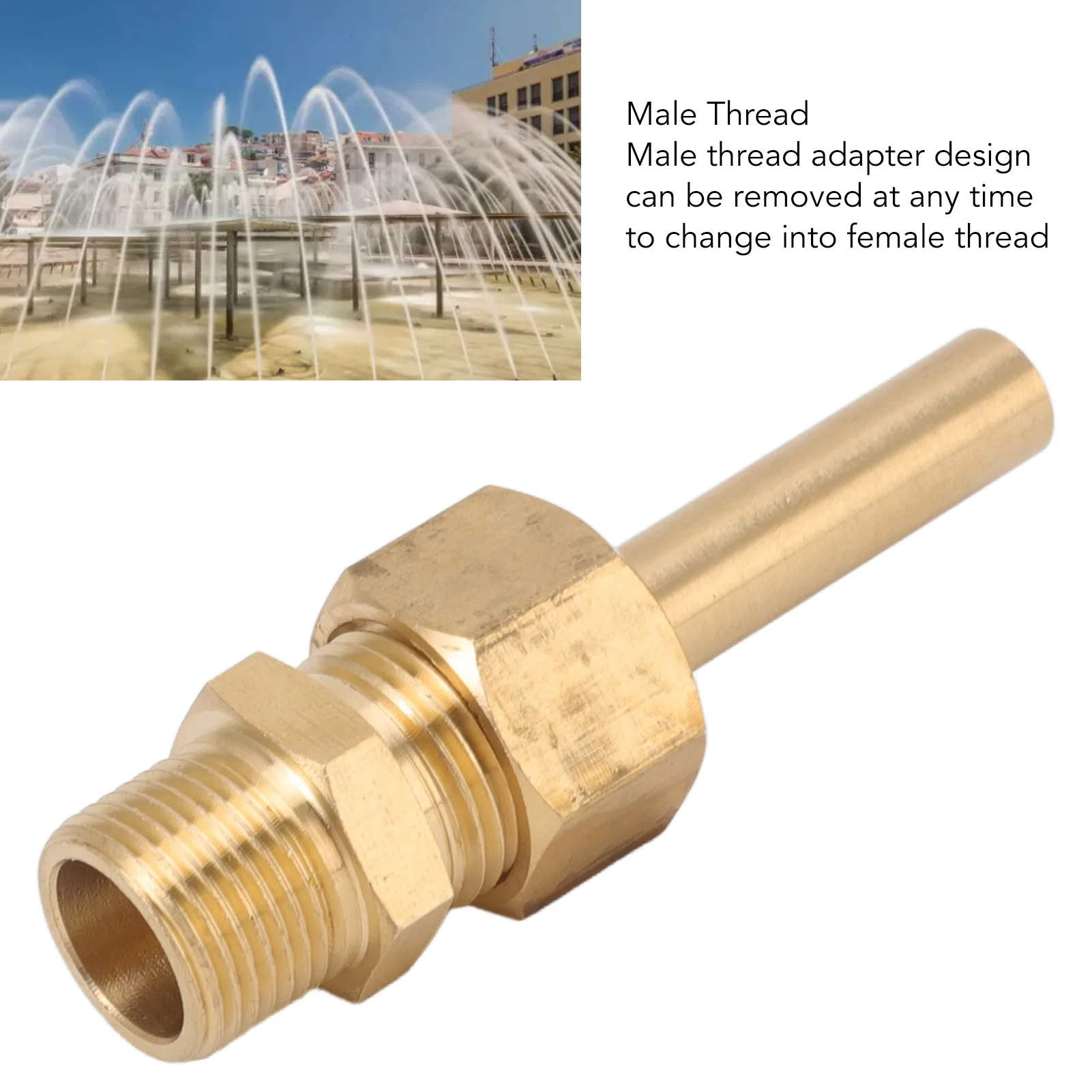 

ZK20 4 PCS Water Fountain Nozzles Pure Copper Large Hexagonal Direct Jet Nozzle Waterscape Single Nozzle Male Thread G3/8
