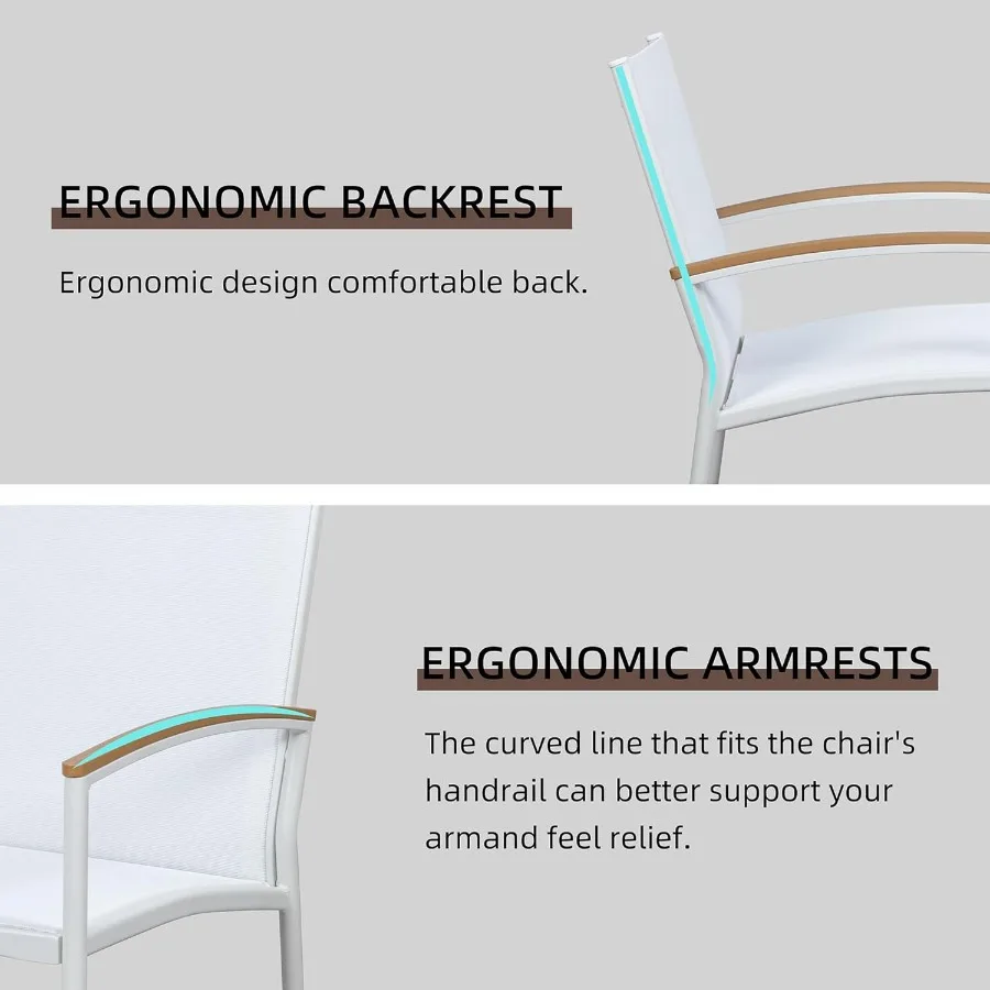 3 قطع فناء بيسترو مجموعات في الهواء الطلق Textilene النسيج المحادثة بيسترو مجموعة Textilene النسيج الجبهة الشرفة الكراسي فناء صغير