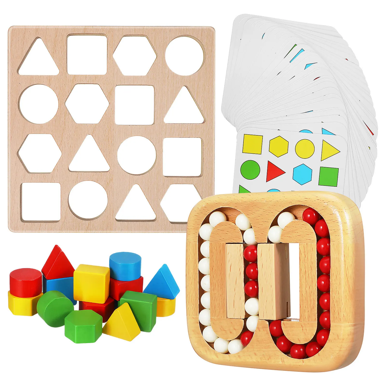 

1Set Wooden Geometric Puzzle Maze Cognitive Matching for Seniors Pattern Arrangement Brain Teaser Games for Elderly