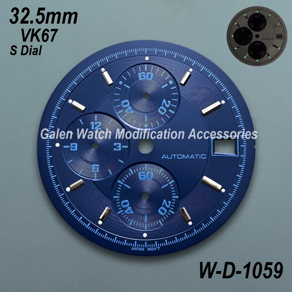 32.5mm S Logo Speed PROFESSIONAL Dial Fit VK67 Movement Green