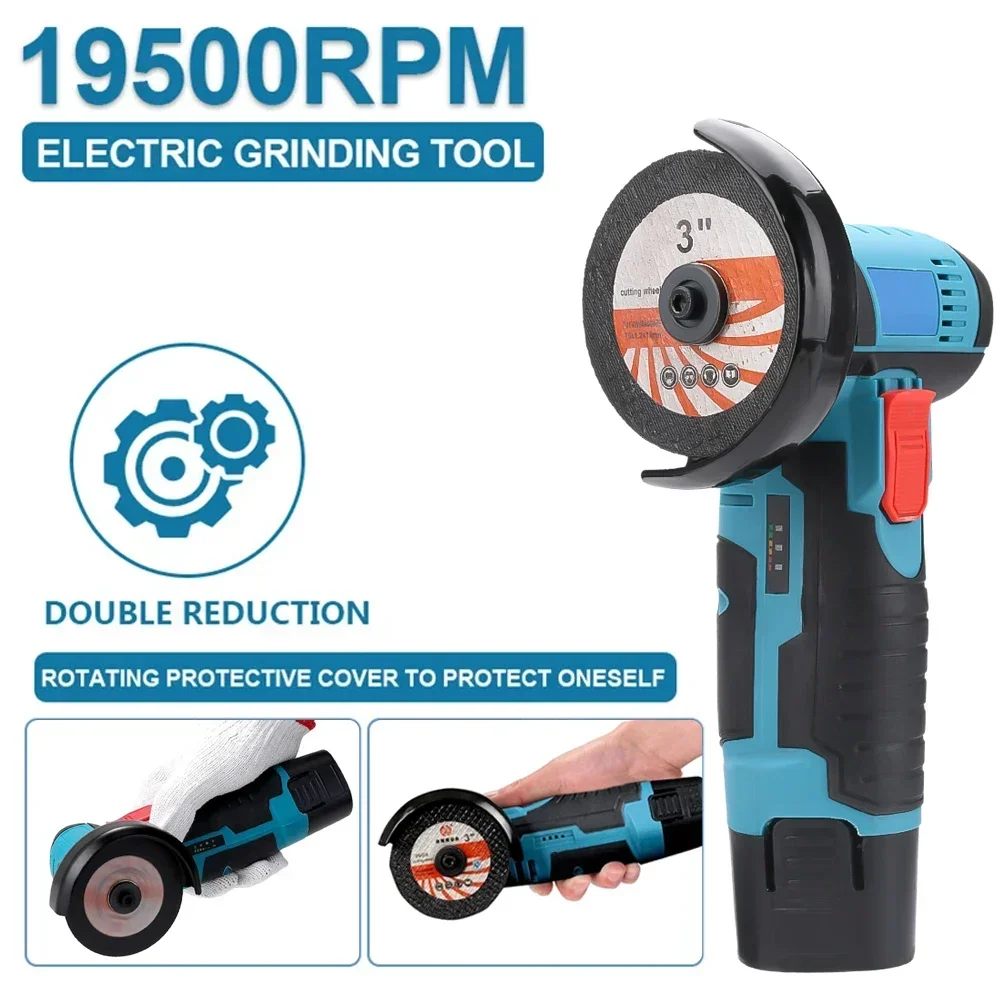 Mini Angle Grinder Brush Cutter 12V Cordless Small Polishing Machine Cutting Portable Polisher Saw Blade Home DIY Power Tool