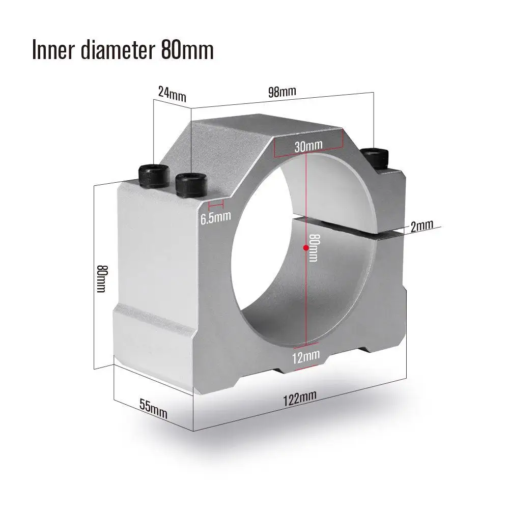 1 Piece CNC Spindle Motor Bracket - 52mm, 65mm, 80mm Aluminum Clamp for Milling Machines