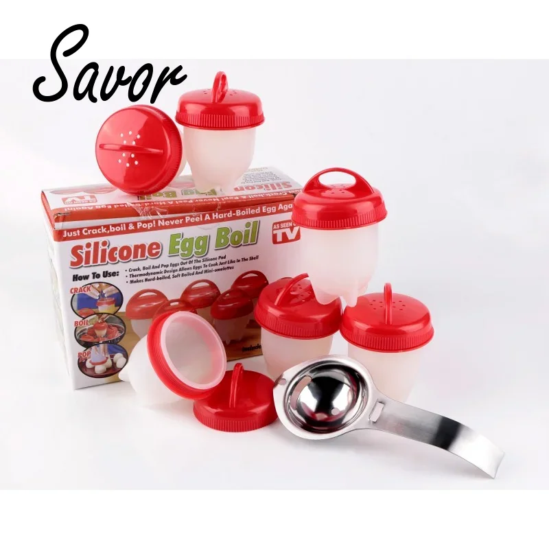 6-1Pc/Set Egg Poachers Cooker Silicone Non-Stick  Boiler Cookers Pack Boiled s Mold Cups Steamer Kitchen Gadgets Tools