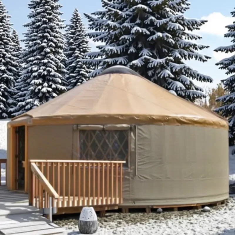 for Luxury Snow Vacation Package Mongolian Yurt Camping Tent Double Layer Four Seasons Thickened Waterproof PVC Oxford One