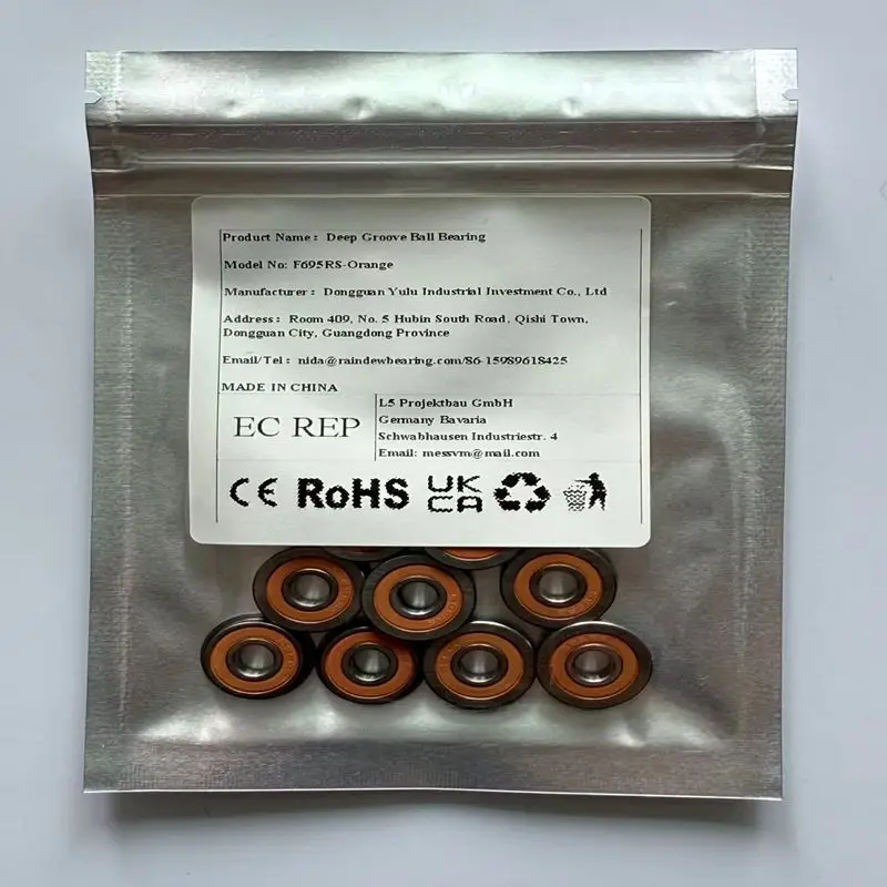

Orange Rubber Sealed Bearing 10pcs F695RS F695-2RS Flange Bearing 5x13x4 mm High Precision ABEC-7 for VORON 3D Printer