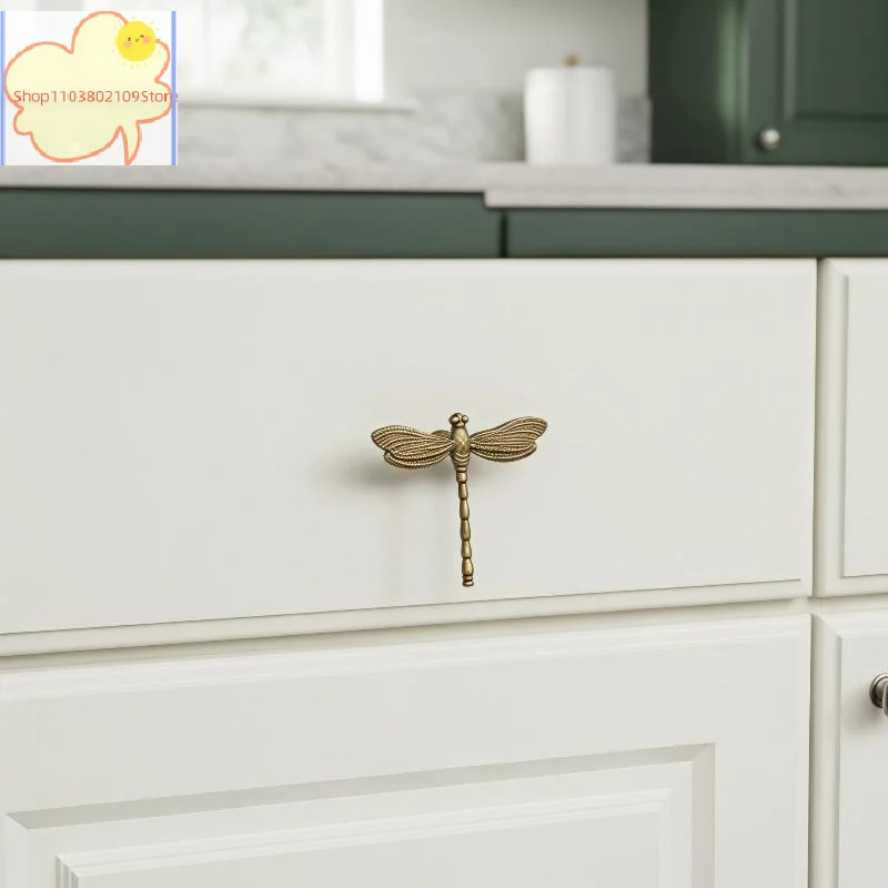 【HT】Retro Dragonfly Furniture Drawer Knobs Vintage Metal Cabinet Handles for Kitchen Cupboard Dresser Wardrobe Home Improvement