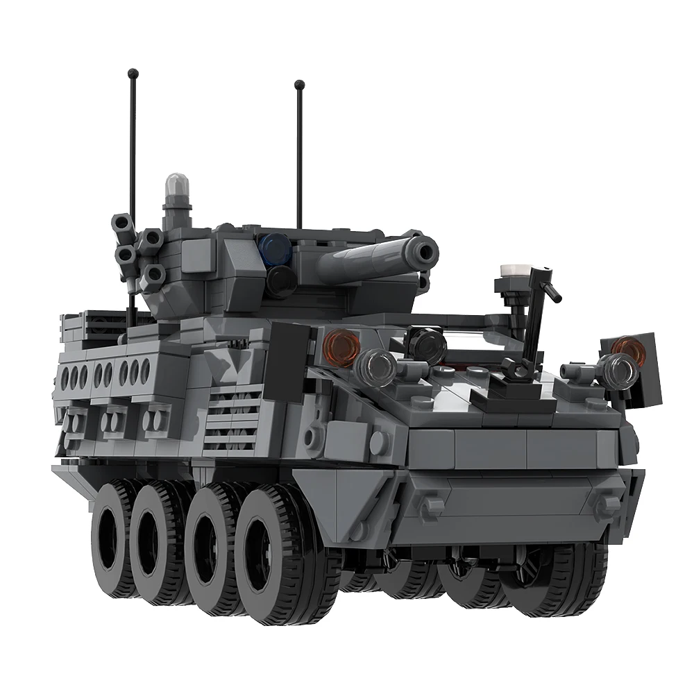 MOC 146076   M1296 Stryker ICVV-D |   1:35e schaal Dragoons Militair gepantserd oorlogsvoertuig Bouwsteen Onderwijs Baksteen Kinderspeelgoed