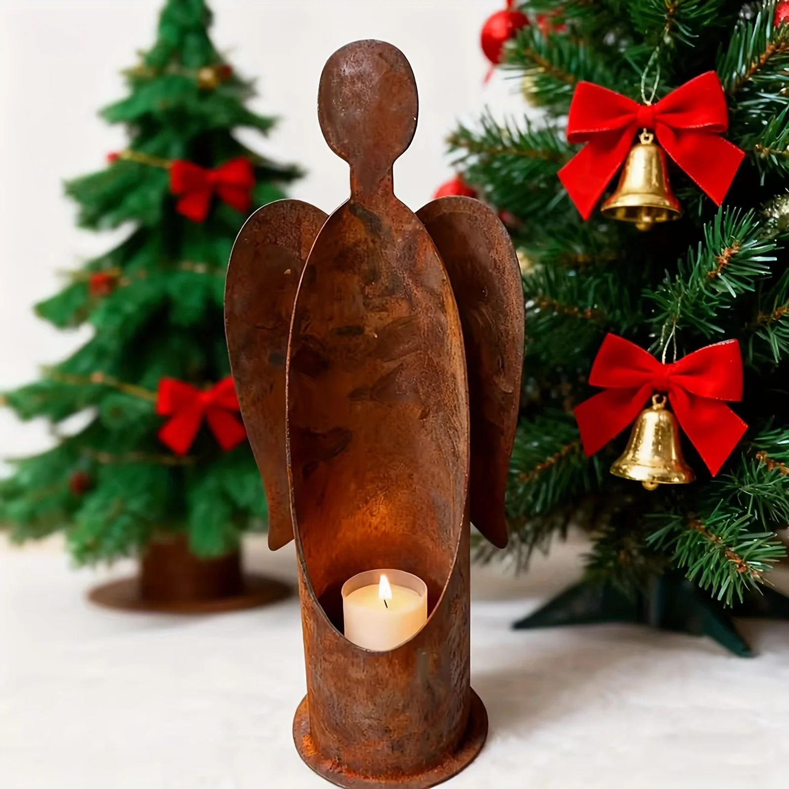 

Креативный уличный ветрозащитный подсвечник в сельском стиле, металлическая скульптура ангела, романтическая атмосфера, декоративные аксессуары, металлический ангел