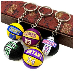 Basketball Souvenirs Keychain Rubber PVC Ball Star Keyring Basketball Fans Collectible Pendent Key Chain Toy Gift for Boy Friend