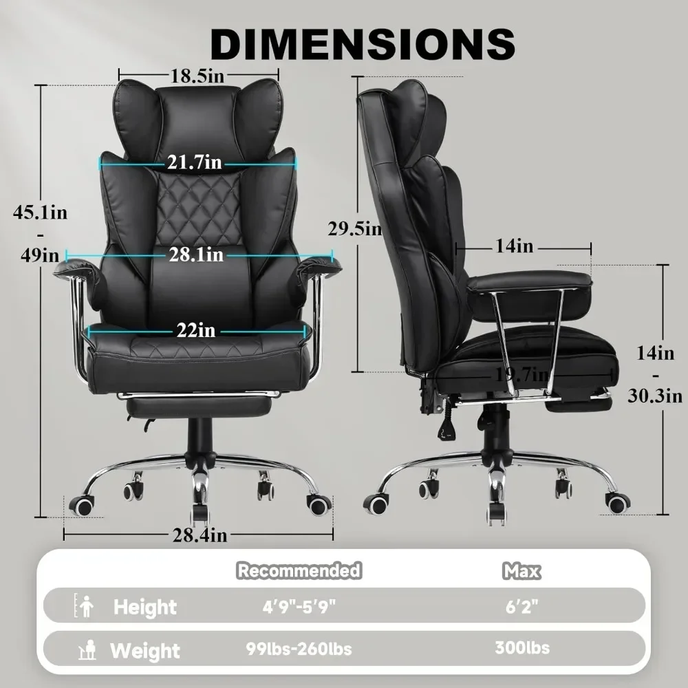 Cadeira ergonómica confortável e larga do computador, cadeira do escritório, com apoio exterior, braços macios