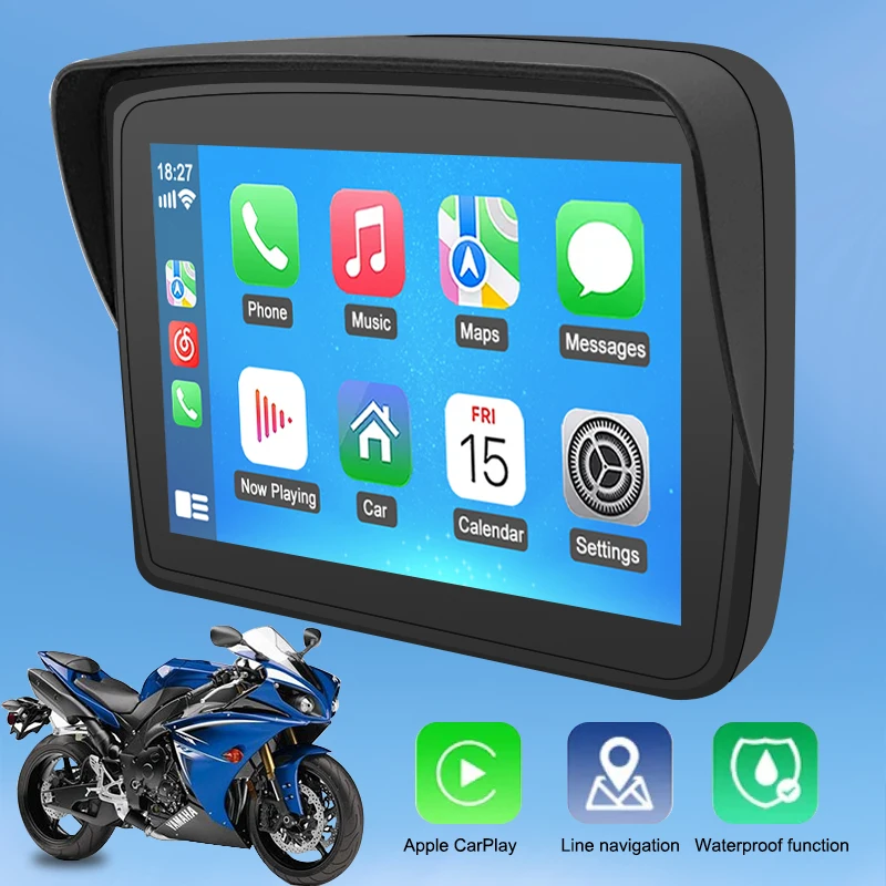 

Ahoudy 5 Inch Motorcycle Wireless Apple Carplay IPX7 Waterproof Display For Motorcycle HD Touch Screen Android Auto GPS Navi