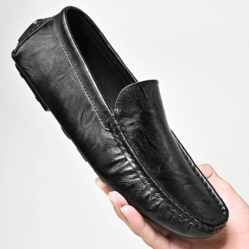 

New Casual Loafers Men's Soft Soled Brand Moccasins Spring Leather Shoes Comfortable Flat Bottom Outdoor Walking Casual Shoes