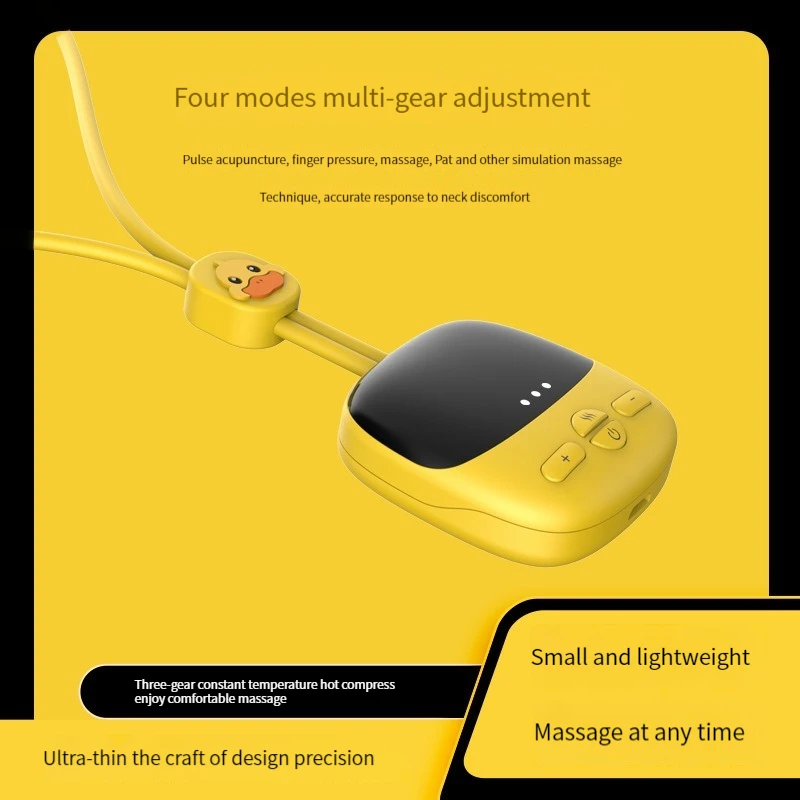 Little Yellow Duck Pendant Cervical Neck Massage Instrument Hot Apply Rope Hanging Neck Mini Electric Pulse Double Head