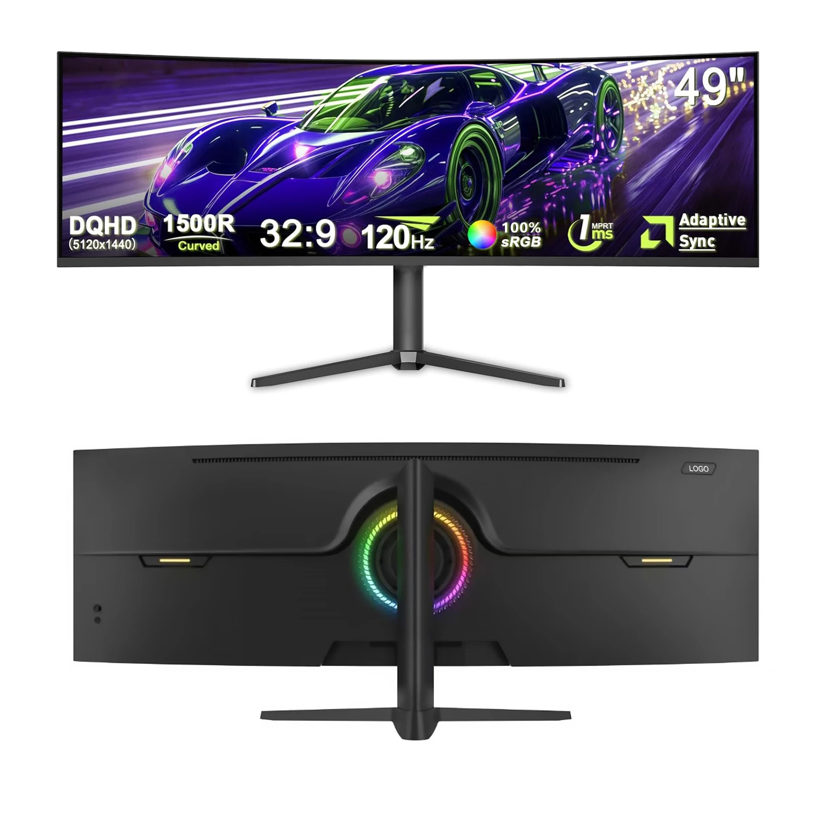 

5K 49 Inch Curved Lcd Gaming Monitor 1ms 120/180/240hz Adaptive Sync/Low Blue Light Pc Screen with Lifting and Rotating Bracket