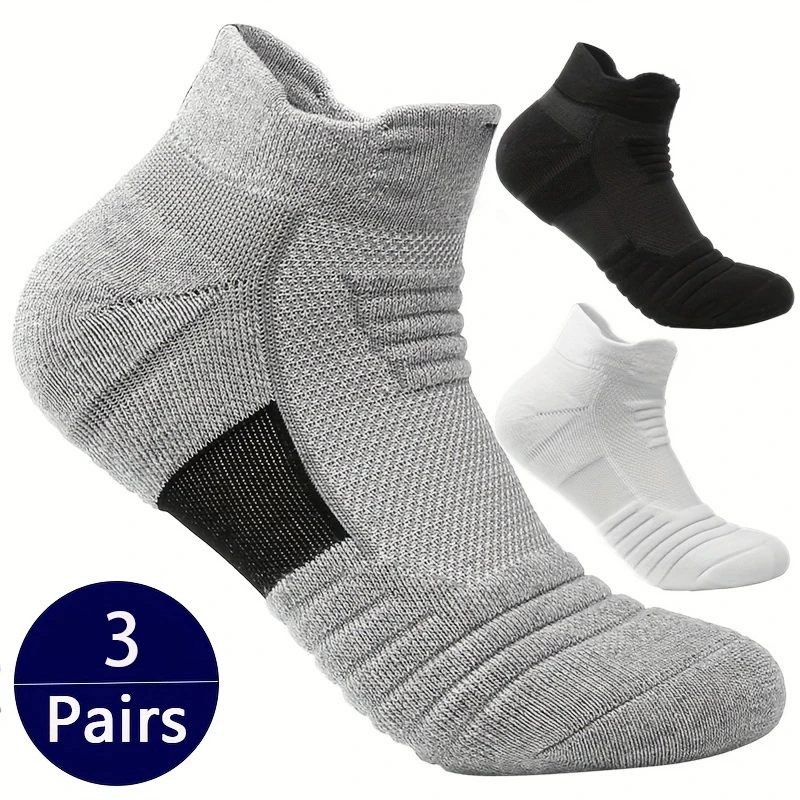 

3 Pairs Sports Socks For Man High Quality Comfortable Breathable Basketball Short Socks Casual Fashion Low-cut Ankle Socks
