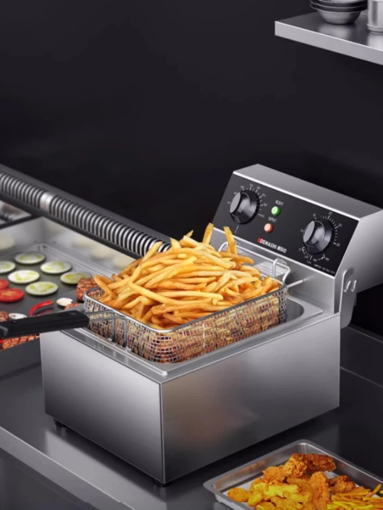 new large capacity Electric fryer commercial fryer electric fryer stall fried chicken french fries single double cylinder