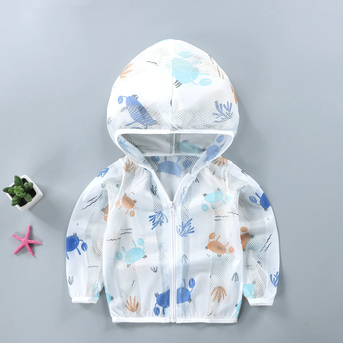 1-10 Years Summer Cartoon Print Girls Sun Protective Jacket Breathable Lightweight Outdoor UPF 50+ Skin Children Skinsuits Coat