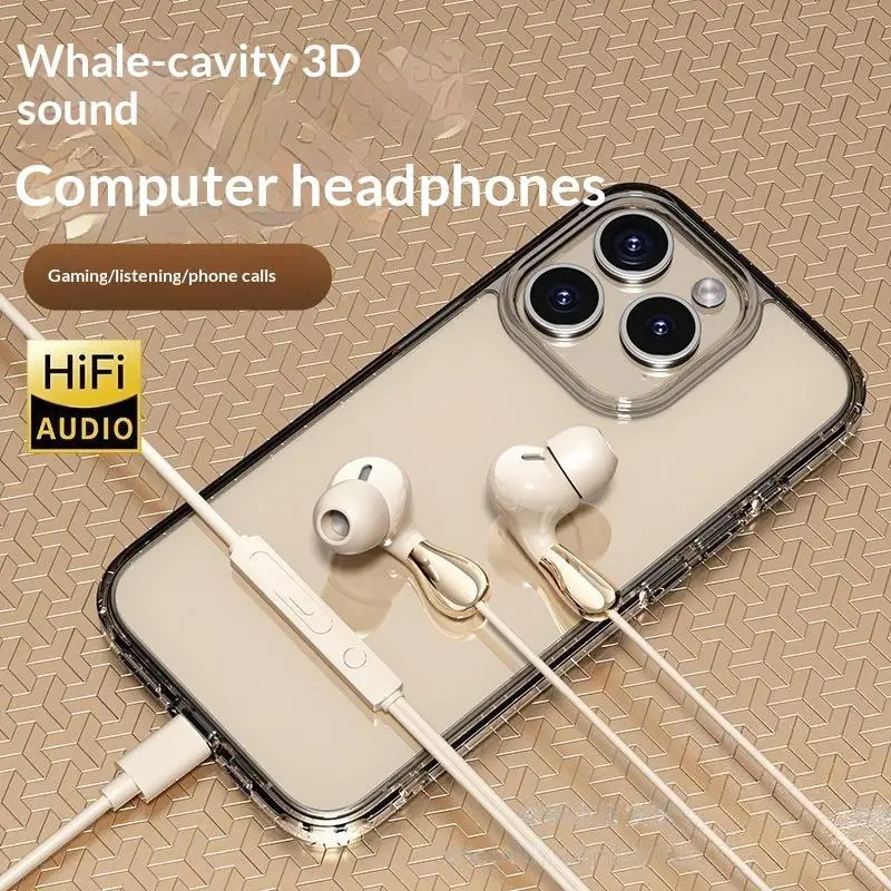 Wired In Ear Earphones HiFi Stereo Sound In Line Control For Gaming Studying Calling Fit For Phones Laptops Computers