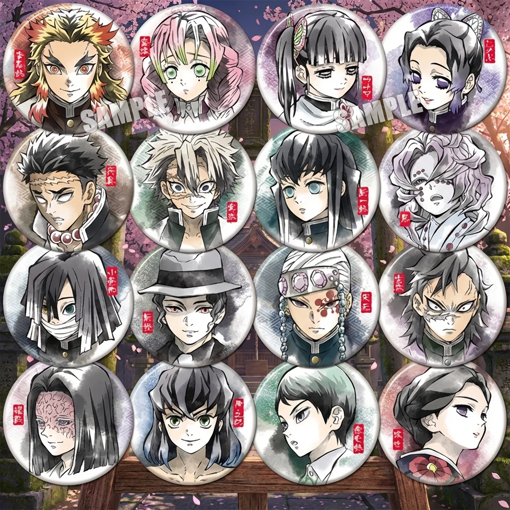 

Demon Slayer Mirror Cosplay Rengoku Tengen Shinobu Mitsuri Anime Badge Pins Accessories Charms Collectibles Merchandise