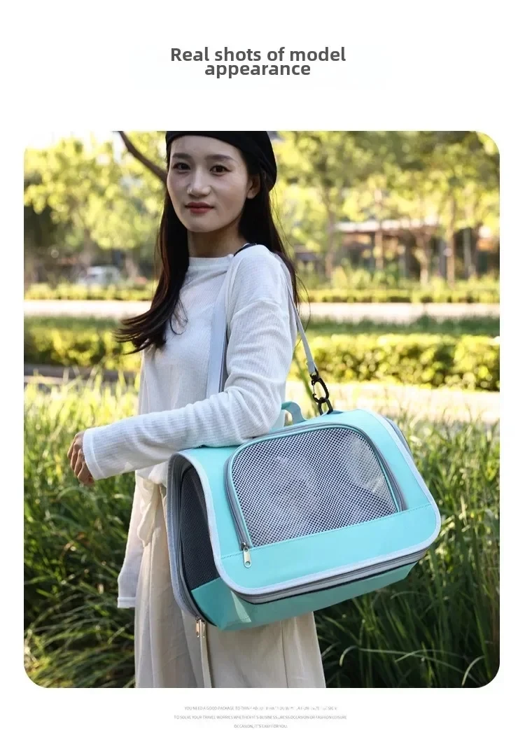 Tragbare Handtasche für Haustiere, Katzen und Hunde, atmungsaktive Tragetasche für den Sommer, Reisetasche für Welpen und Kätzchen, Umhängetasche, Haustier-Tragetasche, Zubehör – Detail 9