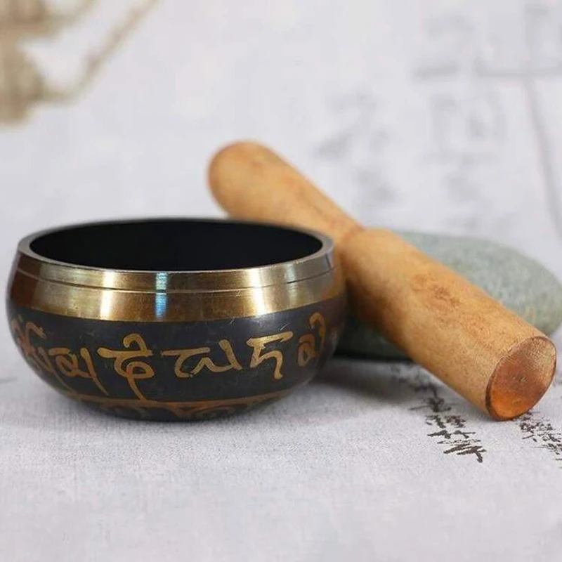 Nepal Handmade Buddha Sound Bowl Therapy Zen Yoga Meditation Singing Bowl Tibet Prayer Bowl Metal Craft Home Decor Ornaments