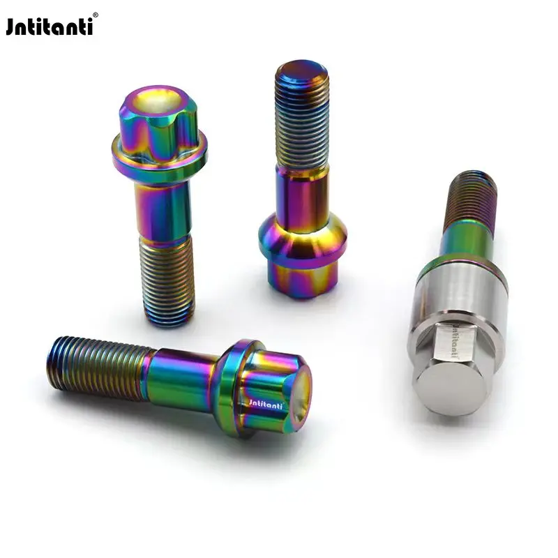 Jntitanti 10.9 grade Ti-6Al-4V anti-theft ball seat wheel bolt hub with titanium key M14*1.5*45mm for Mercedes-Benz ML