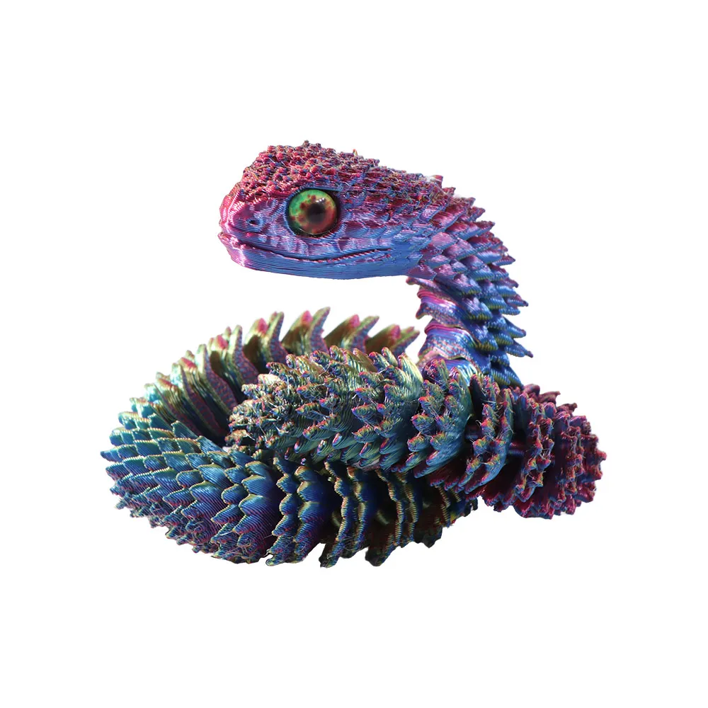 Realistic 3D Printed Snake 30/45/60cm Multicolor Simulated Snake Ornament PLA Home Decor Animal Simulation Model Halloween