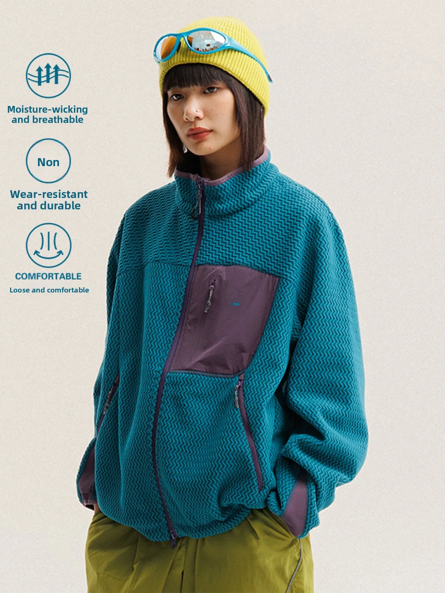 

Куртка для активного отдыха, походов и альпинизма, с флисовой подкладкой, свободного кроя, теплая, на молнии, с длинными рукавами, молодежная, модная