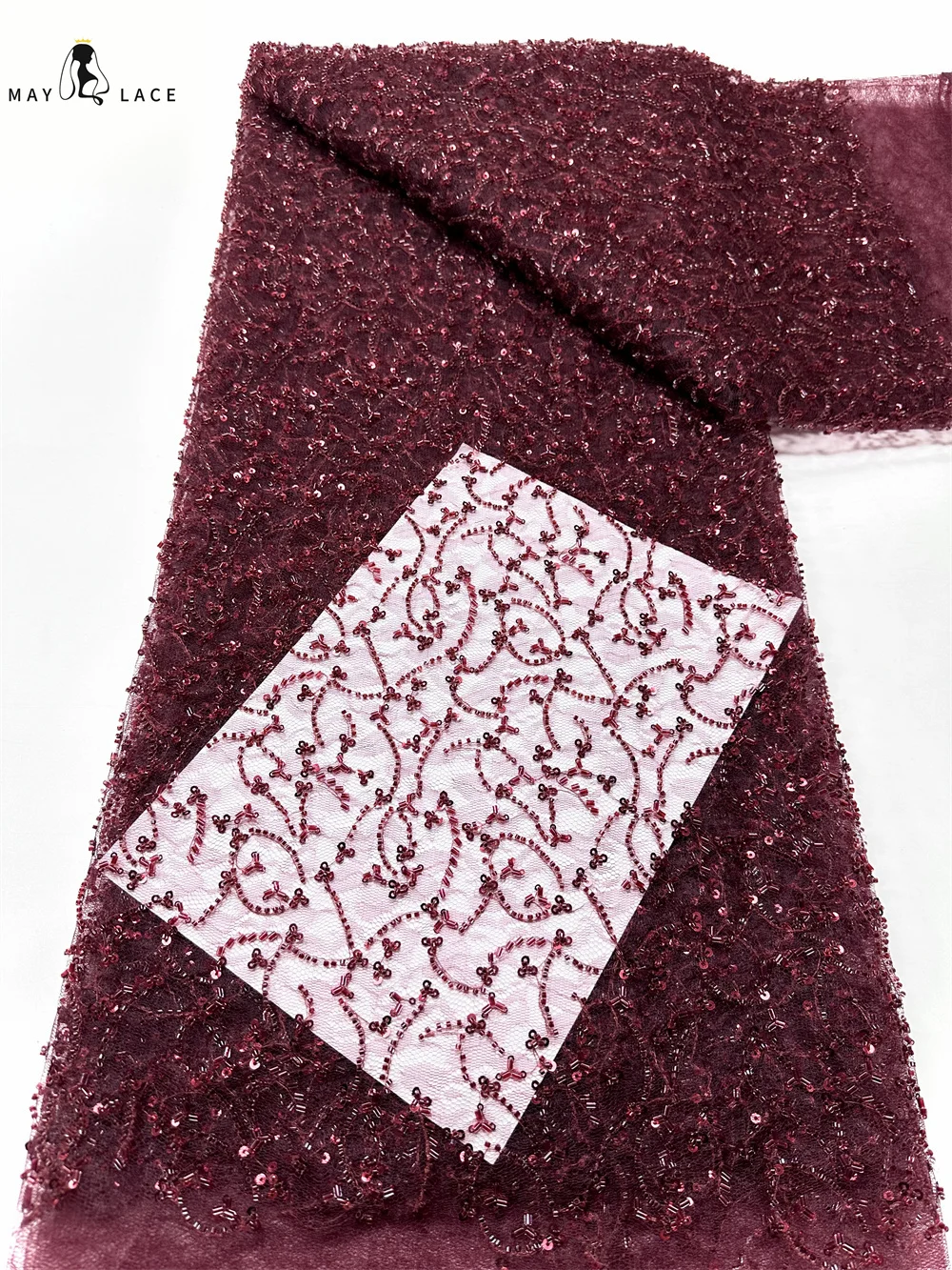 

Африканские французские кружевные ткани с пайетками 2026: высококачественный тюль, 5 ярдов, нигерийский бисерный вышитый материал для праздничных платьев