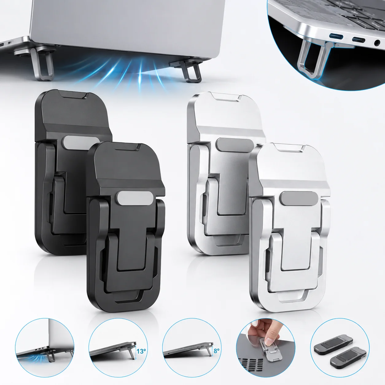 2PCS Computer Laptop Feet Support Stand Portable Foldable Kickstand Ergonomic Cooling Riser For Notebook Office Home Accessories
