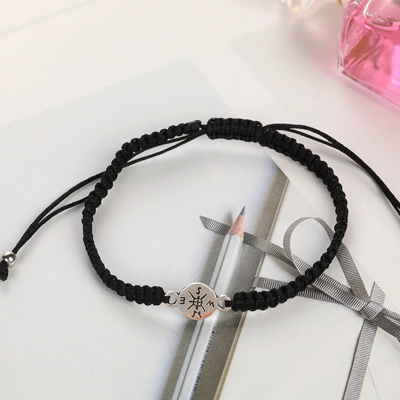 New Graduation Season Card Bracelet Simple Creative Compass Wax Thread Braided Adjustable Bracelet Gift