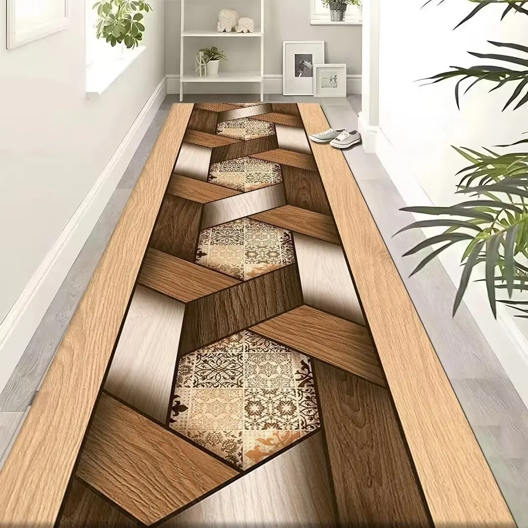 European Style Simple Decorative Corridor Carpet Modern Line Long Soft Mat Elegant Staircase Corridor Plush Rug