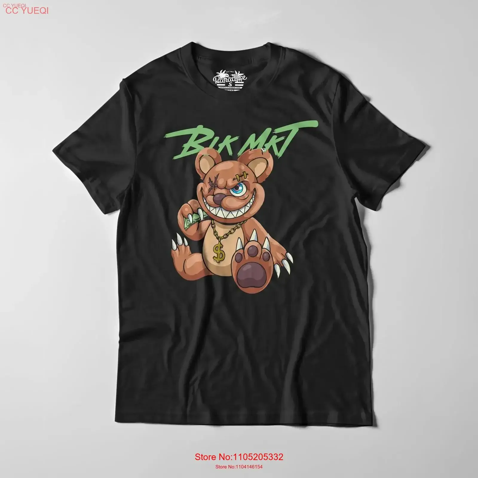 Trendy Streetwear T Shirt 100 Cotton Eco Friendly Water Based Ink Men's Urban Fashion Black Gangster Teddy Bear vintage Washed