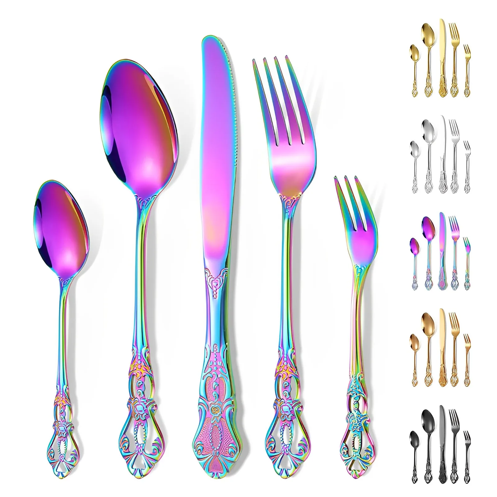 GIEMZA 10pcs Stainless Cutlery Dinner Flatware Sets Cubiertos Solverware Forks and Spoons Juego De Cubiertos Acero Inoxidable