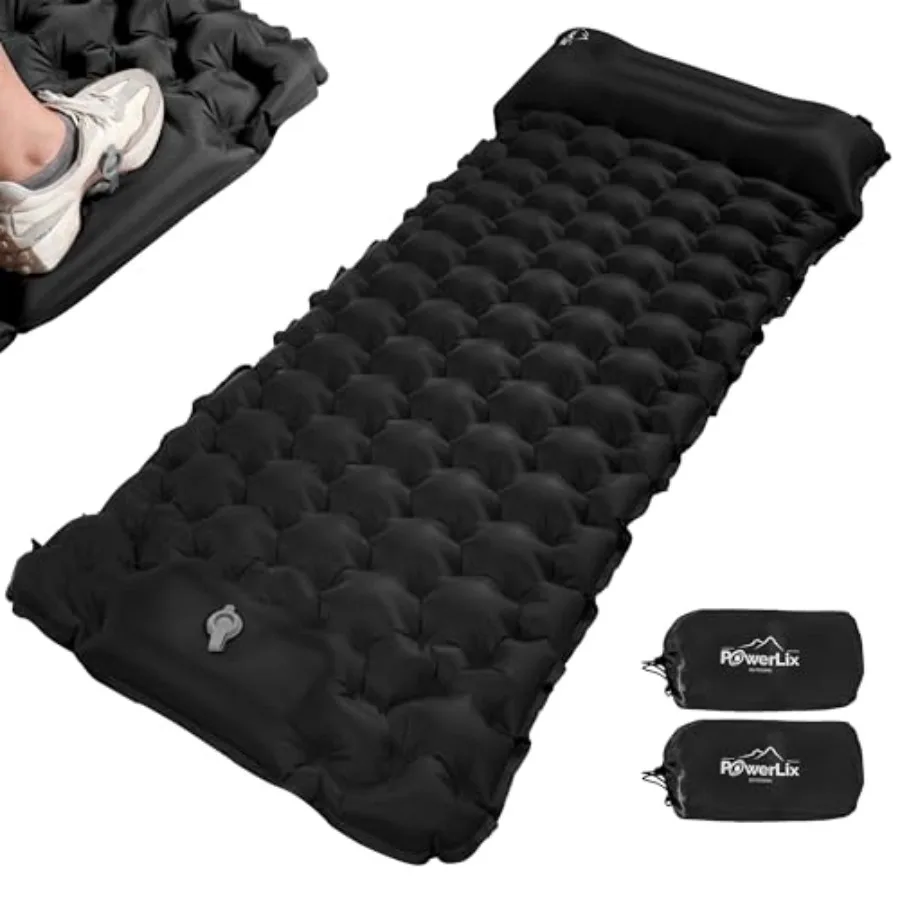 

Camping Sleeping Pad 2 Pack Foot Pump Sleeping Pad for Camping with Built in Pillow Inflatable Camping Mat Lightweight Compact