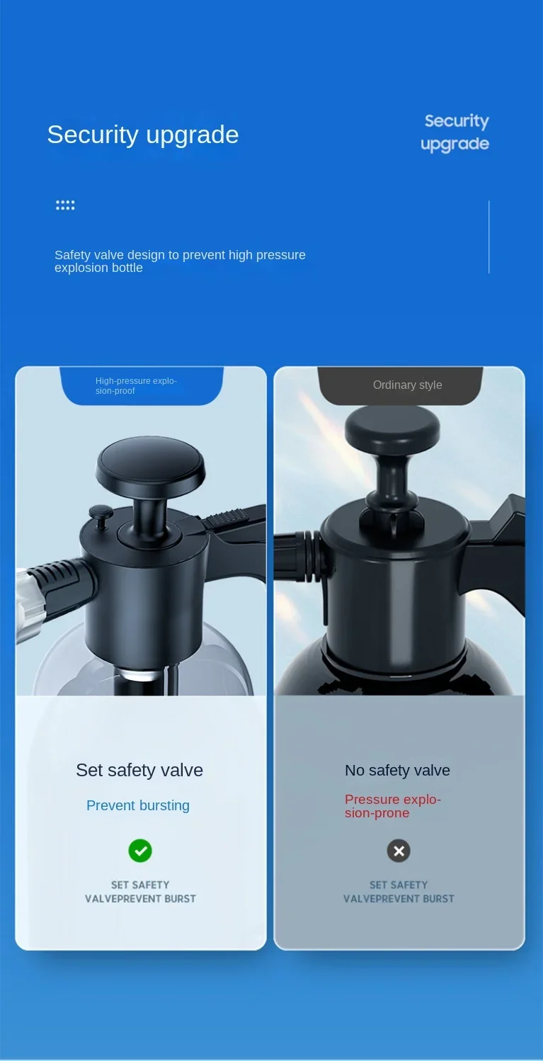 2L Manueller Schneeschaumsprüher – Handpumpen-Autowaschflasche mit 3 Düsen – Detail 7