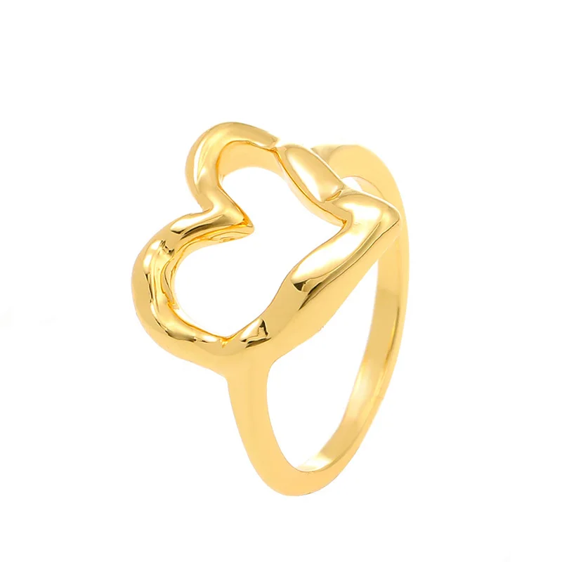 Hollow Love Heart Rings for Women Simple Alloy Index Finger Ring Gold Color Black Silver Colors Jewelry Party Female Accessories