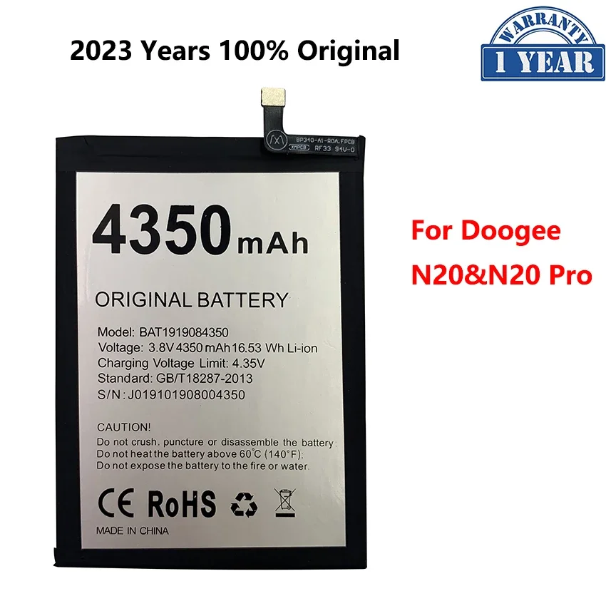 

100% Original 4350mAh Phone Battery For Doogee N20 N20Pro N20 Pro BAT1919084350 Replacement Batteries Bateria