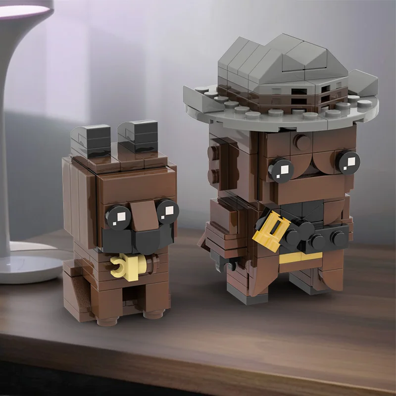 مجموعة بناء MOC Cowboy and Loyal Dog Brickheadz، 201 قطعة من مكعبات البناء الممتازة للعب الإبداعي، مثالية للجماهير