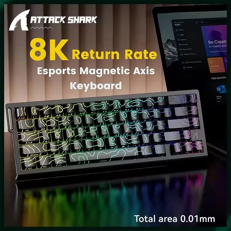

Клавиатуры Attack Shark X68, магнитный переключатель, 8K, 0,01 мм RT, точность, частота сканирования 128 К, таможенная игровая механическая клавиатура