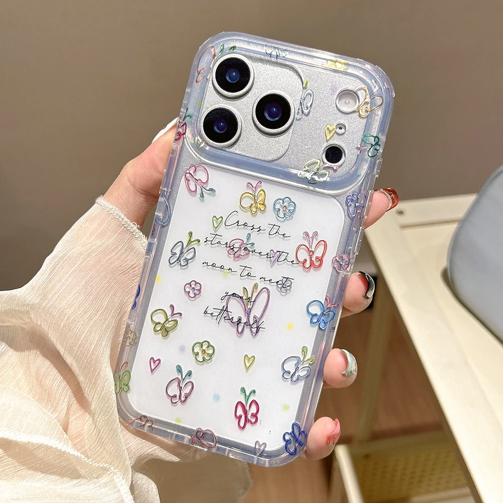 

For iphone 17Promax Cute Butterfly Laser Glitter Phone Case for iPhone 14 15 16 Pro Max 17pro Shockproof Protective Clear Cover