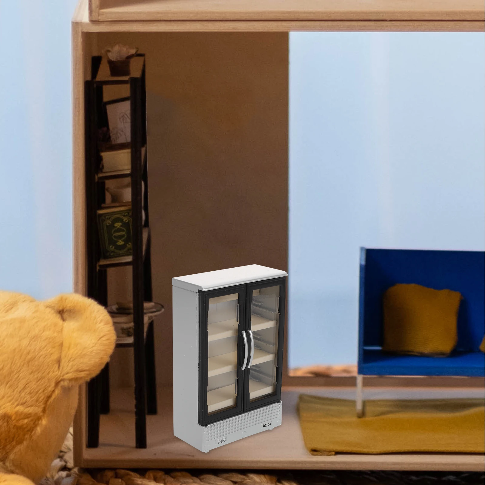 2-teilige Mini-Kühlschrank-Ornamente, Kühlschrank, Puppenhaus, Doppeltür, Kunststoffmöbel