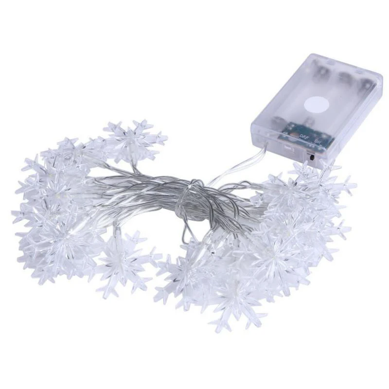 Snowflake String Light para o Natal, Fairy LED Ball Light, Lanternas de Natal, Decoração de festa ao ar livre, 20 LEDs