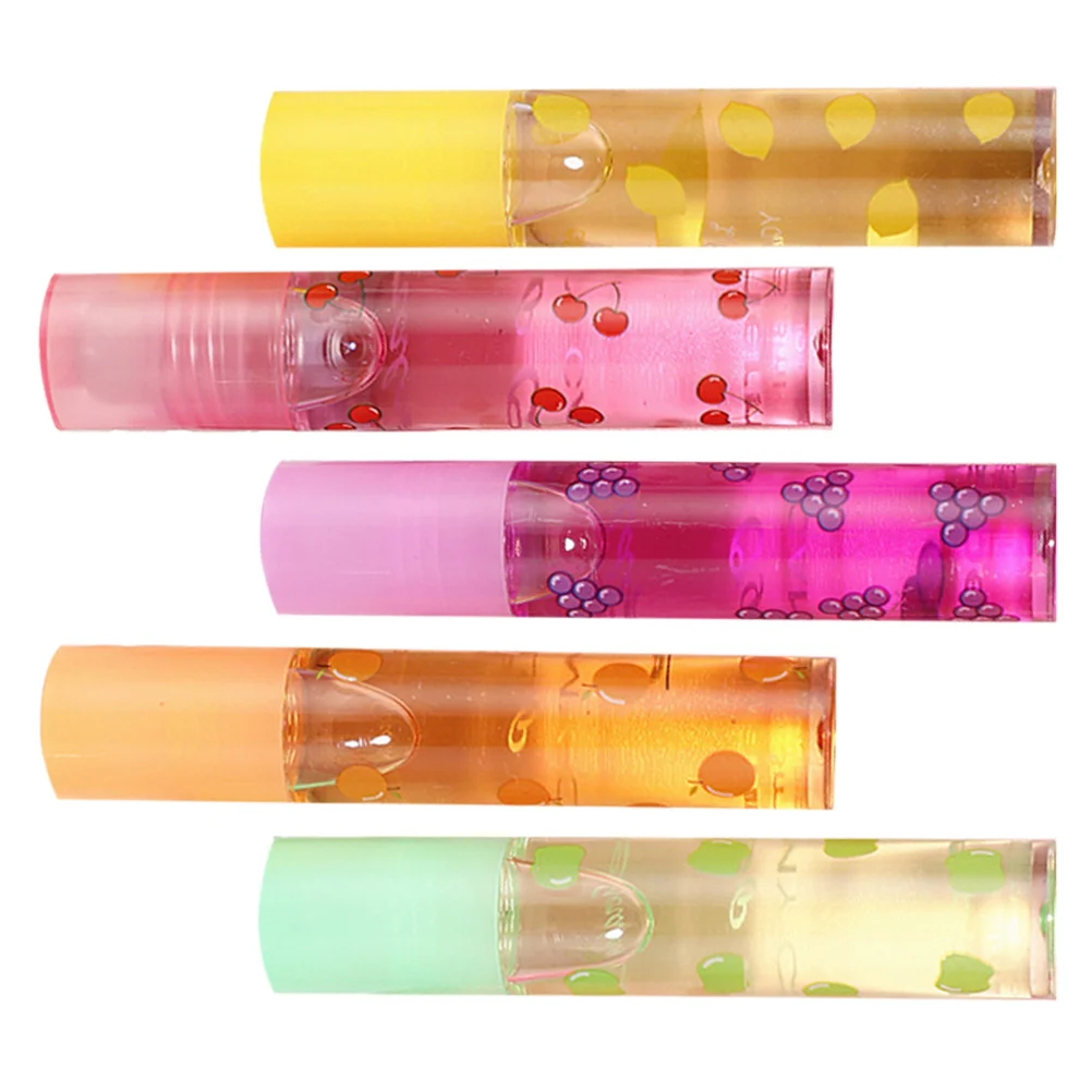 

5pcs Fruit-Flavored Pomade Moisturizing Transparent Lip Gloss Portable Long-Lasting Makeup Lip Balm For Women Gift