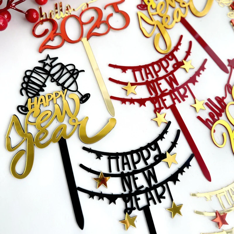 1 Stück 2025 Neujahr Frohe Weihnachten Acryl Kuchen Topper Weihnachten Cupcake Topper Für Zuhause Neujahr Party Kuchen Dekorationen